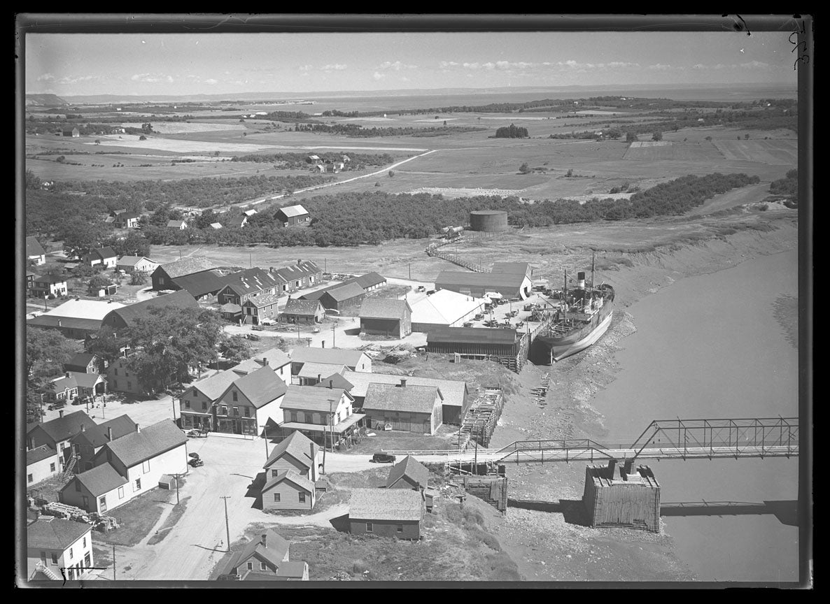 Aerial Photograph of George. A. Chase ordered View of Freighter and Town, Port Williams, Nova Scotia