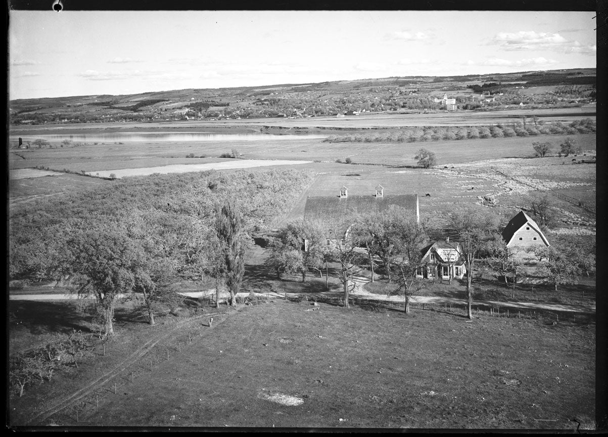 Aerial Photograph of Starr's Point View Farm across to Wolfville, Starr's Point, Nova Scotia